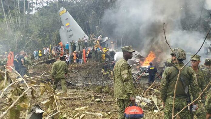 কলম্বিয়ায় সামরিক বিমান বিধ্বস্ত 