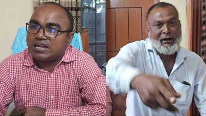 খাদ্য গুদামের ভারপ্রাপ্ত কর্মকর্তা(বামে) ও বহিরাগত (ডানে)